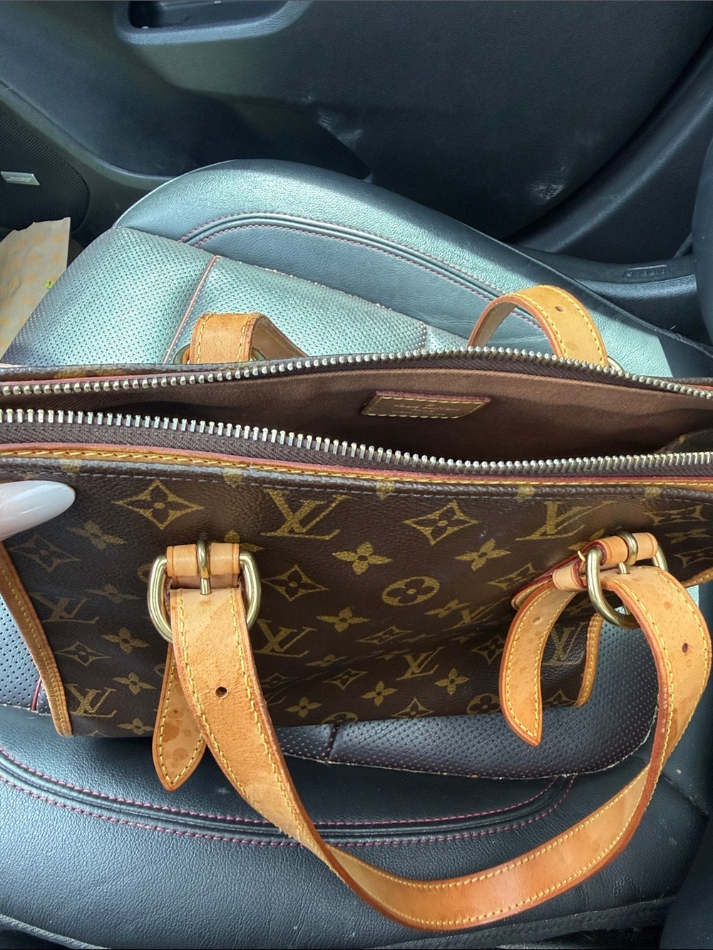 Louis Vuitton Monogram Shoulder Tote in Brown and Tan - Picture 6 of 8